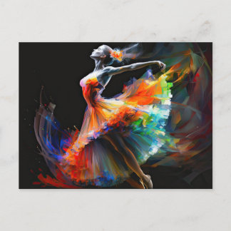 Surreal Colour Blast Dancing Ballerina Postcard