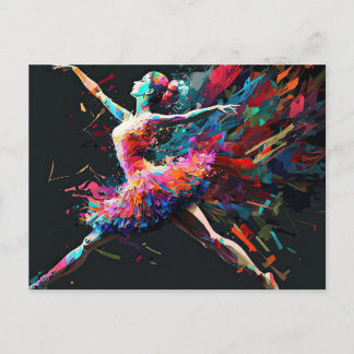 Surreal Colour Splash Dancing Ballerina Postcard