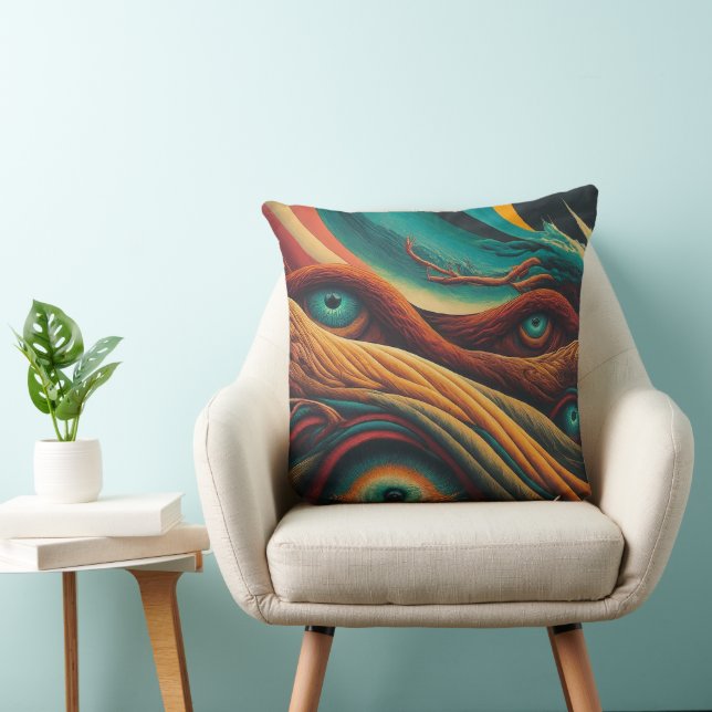 Surreal Colourful Abstract Eye Landscape Digital  Cushion (Chair)