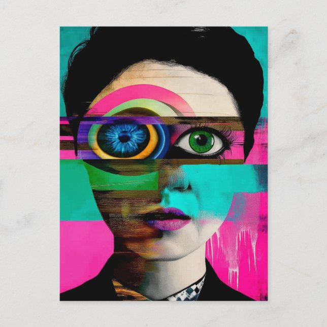 Surreal Colourful Abstract Woman Postcard (Front)