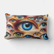 Surreal Colourful Eyes Lumbar Throw Pillow