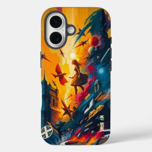 Surreal Cosmic Adventure Artwork iPhone 16 Case