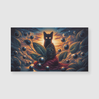Surreal Cosmic Cat with Glowing Eyes and Stars