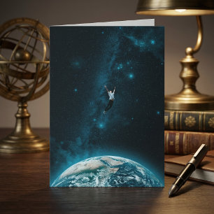 Surreal Cosmic Falling Man Space Earth Greeting Card
