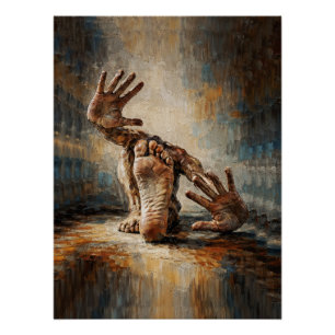 Surreal Crawling Hands and Feet Expressive Poster