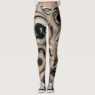 Surreal Creepy Eyes Horror Weirdcore Melting Flesh Leggings