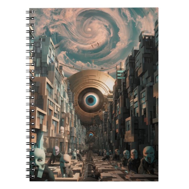Surreal Cyberpunk City  Notebook (Front)