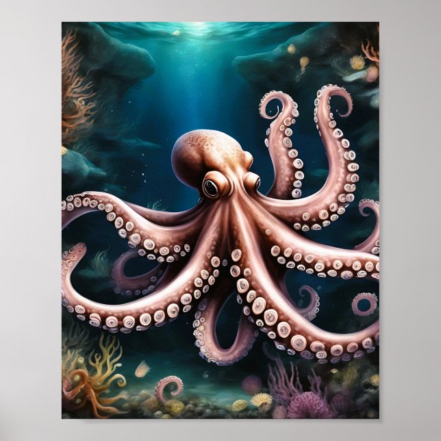 Surreal Depths Octopus Poster (Front)