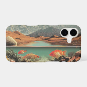 Surreal Desert and Lake with Goldfish