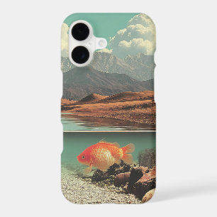 Surreal Desert and Lake with Goldfish