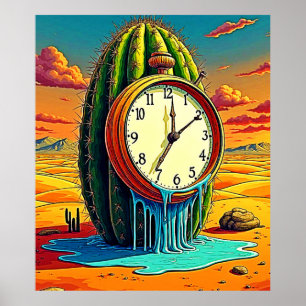 Surreal Desert Clock Art Poster