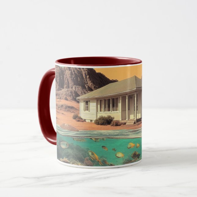 Surreal Desert House with Underwater Reef Mug (Front Left)