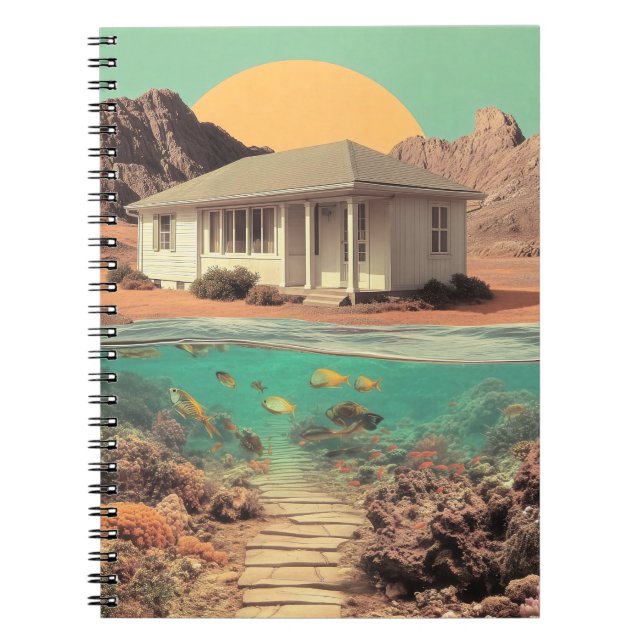 Surreal Desert House with Underwater Reef Notebook (Front)