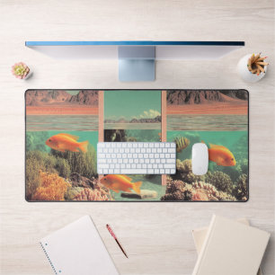 Surreal Desert Ocean with Door Desk Mat