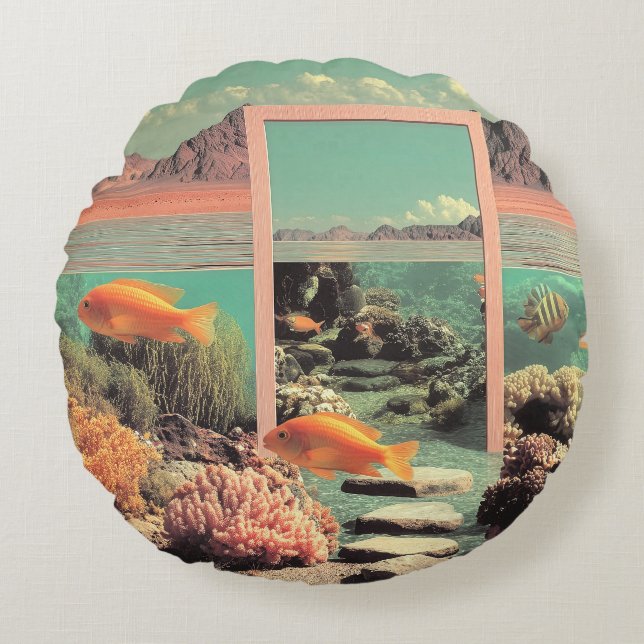 Surreal Desert Ocean with Door Round Cushion (Front)
