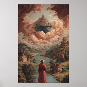 Surreal Digital Illustration Dreamscape Abstract W Poster