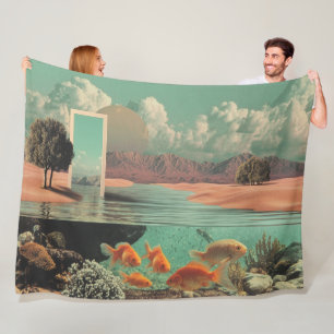 Surreal Doorway in Desert with Underwater Fleece Blanket