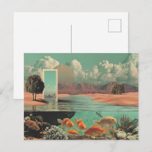 Surreal Doorway in Desert with Underwater Postcard