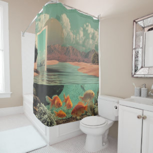 Surreal Doorway in Desert with Underwater Shower Curtain