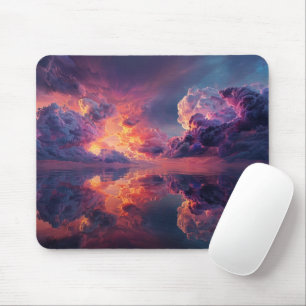 Surreal Dramatic Clouds With Fiery Sunset Mouse Pad