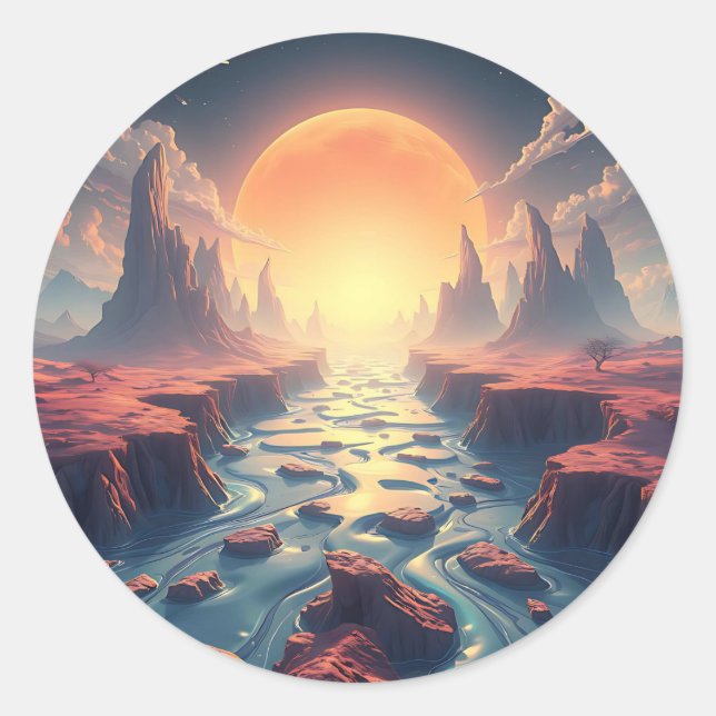 Surreal Dream World Ethereal Ai Art Classic Round Sticker (Front)