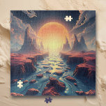 Surreal Dream World Ethereal Ai Art Jigsaw Puzzle<br><div class="desc">A beautiful surreal landscape with a large full moon rising over a pretty blue river. Ai art depicting a beautiful otherworldly landscape with a dreamlike quality.</div>