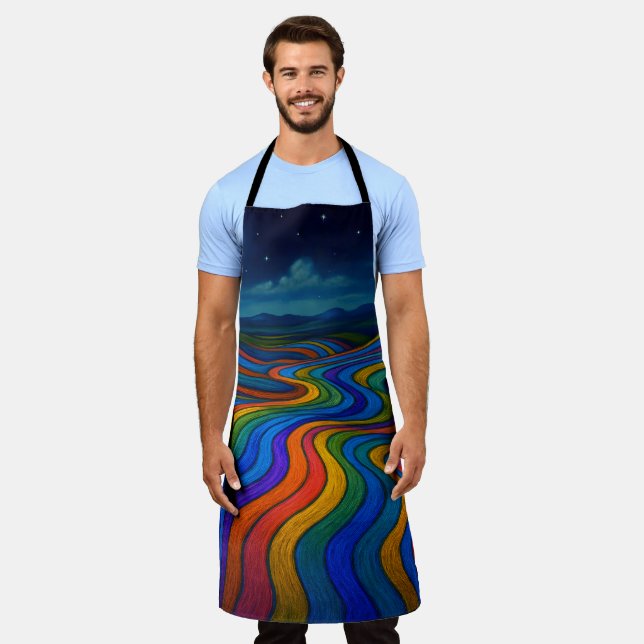 Surreal Dreamscape Moonlight Rainbow Land Apron (Worn)
