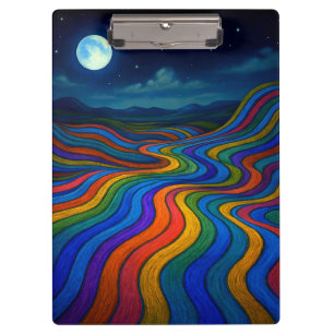 Surreal Dreamscape Moonlight Rainbow Land Clipboard