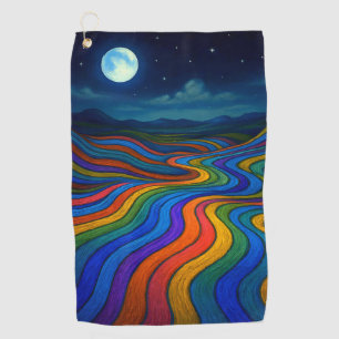 Surreal Dreamscape Moonlight Rainbow Land Golf Towel
