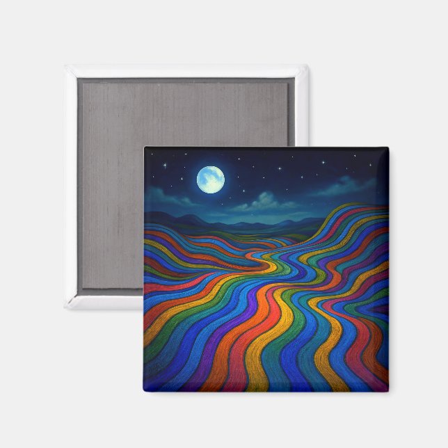 Surreal Dreamscape Moonlight Rainbow Land Magnet (Front/Back)