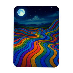 Surreal Dreamscape Moonlight Rainbow Land Magnet