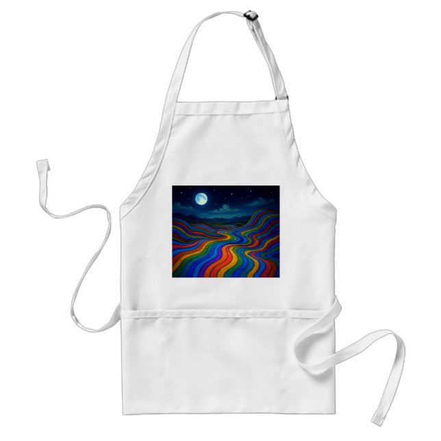 Surreal Dreamscape Moonlight Rainbow Land Standard Apron (Front)