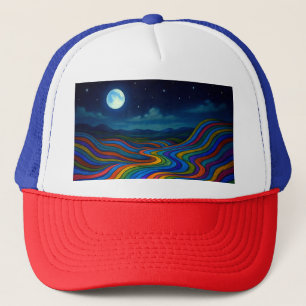 Surreal Dreamscape Moonlight Rainbow Land Trucker Hat