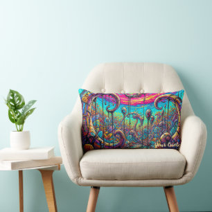 Surreal Dreamscape Portal Colourful Fantasy Lumbar Cushion