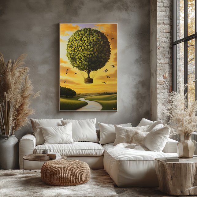 Surreal Dreamscape Tree Balloon Over Serene Land Poster (Creator Uploaded)