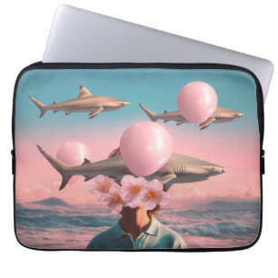 Surreal Dreamscape with Sharks and Balloons Laptop Sleeve