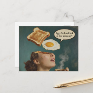 Surreal Eggs For Breakfast in this economy Retro Postcard