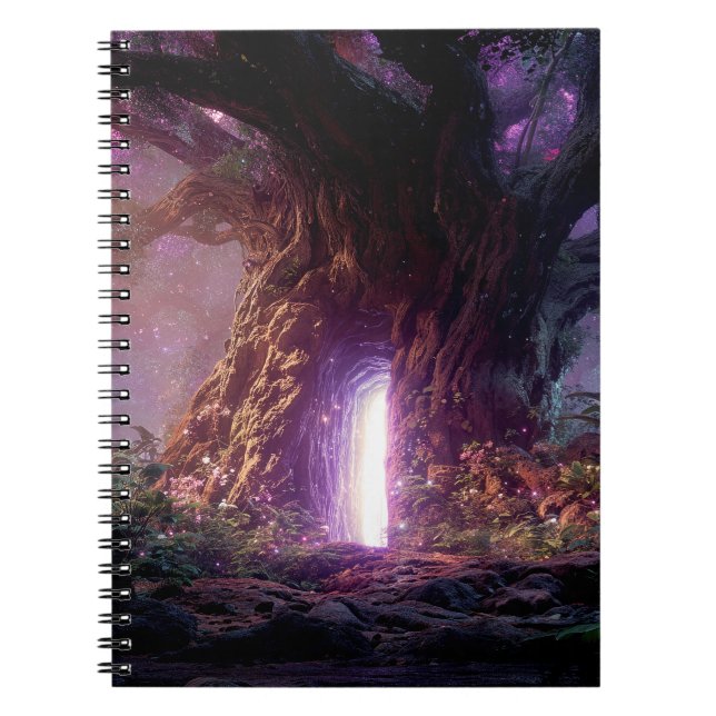 Surreal Enchanted Tree With Glowing Portal Notebook (Front)