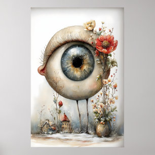 Surreal Eye Wall Art, Whimsical Eye Illustration Poster