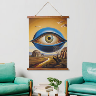 Surreal Eye with Abstract Landscape Hanging Tapestry