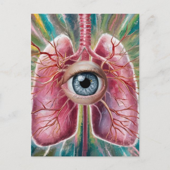 Surreal Eyeball and Lungs Postcard (Front)