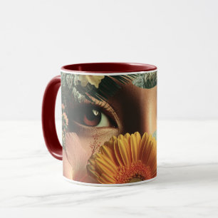 Surreal Eyes and Flowers with Butterflies Mug