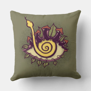 Surreal Fall Eye Snake and Mushroom - Weird Nature Cushion