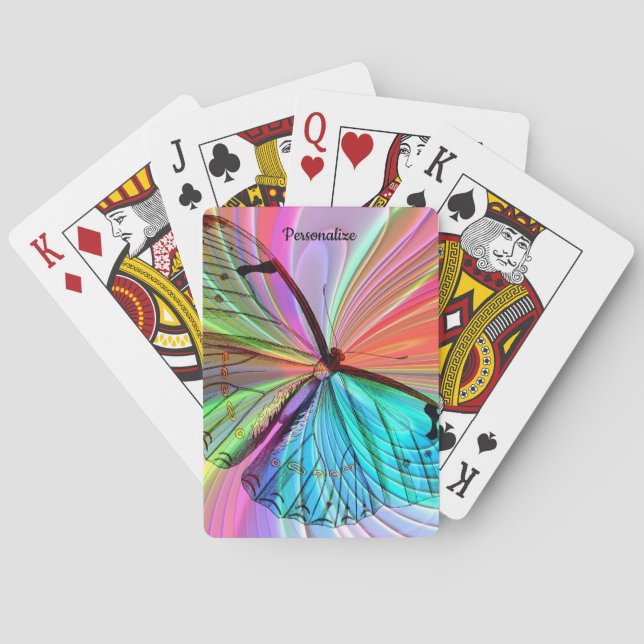 Surreal Fantasy Butterfly Pastel Personalised Playing Cards (Back)