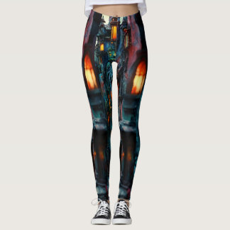 Surreal Fantasy City Leggings - Artistic 3D Master