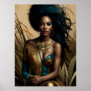 Surreal Fantasy Fantastic Afro Girl Art Ai Poster