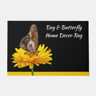Surreal Fantasy Flower Dog Butterfly Wings Doormat