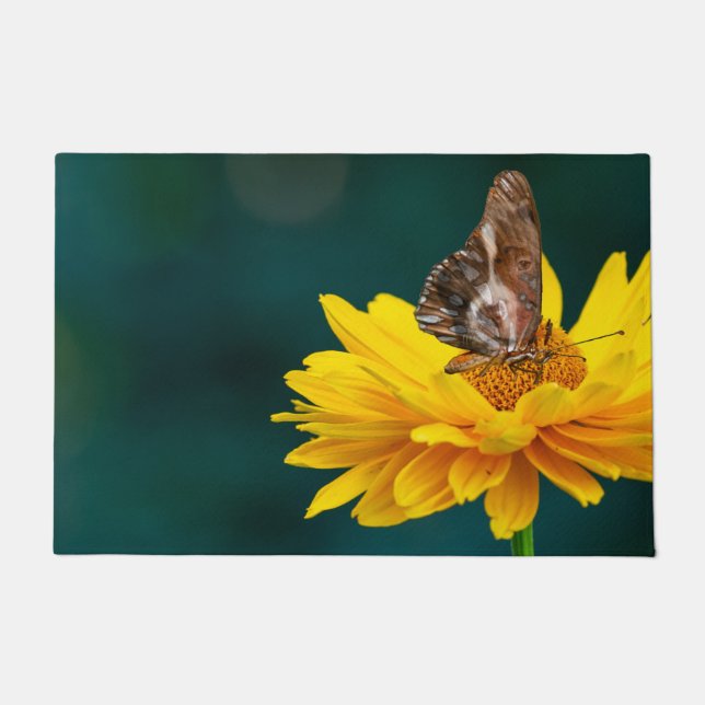 Surreal Fantasy Flower Dog Butterfly Wings  Doormat (Front)
