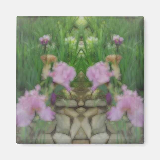 Surreal Fantasy Iris Floral Path Magnet (Front)