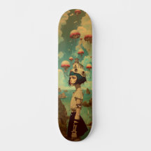Surreal fantasy wall art skateboard